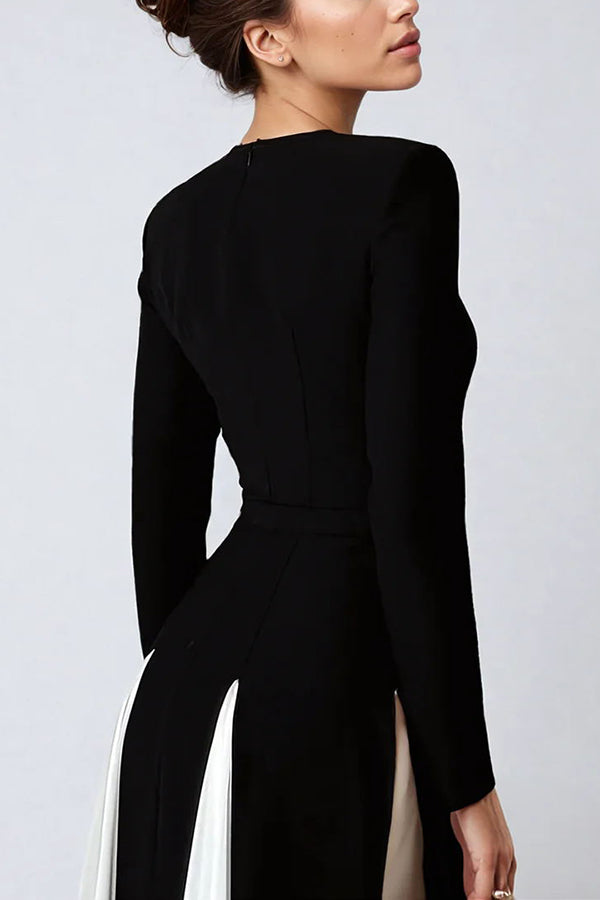 Getting Glam and Elegant Panelled Tulle Long Sleeve A-line Maxi Dress - View 8