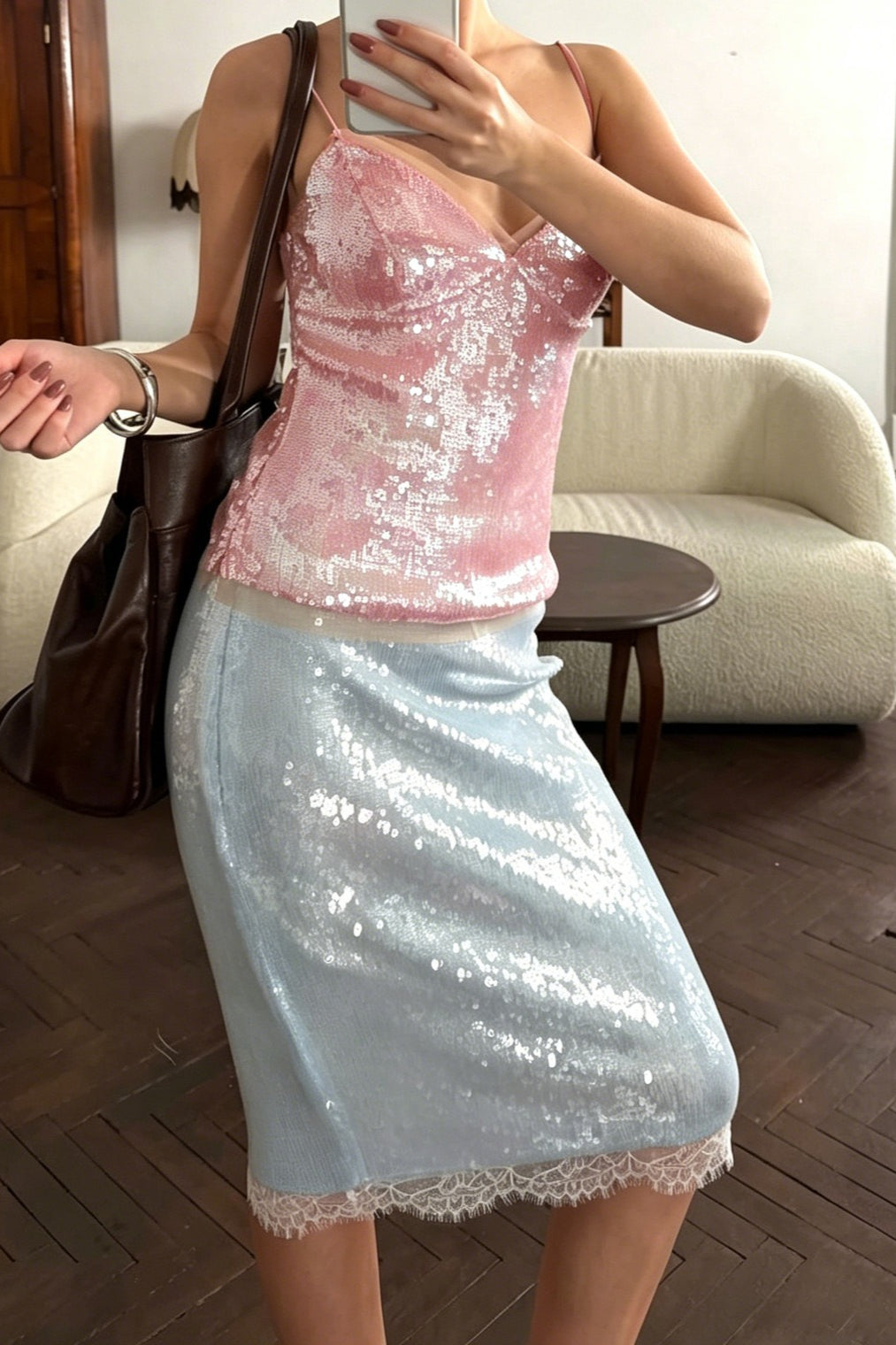 Sequin V-Neck Cami Top