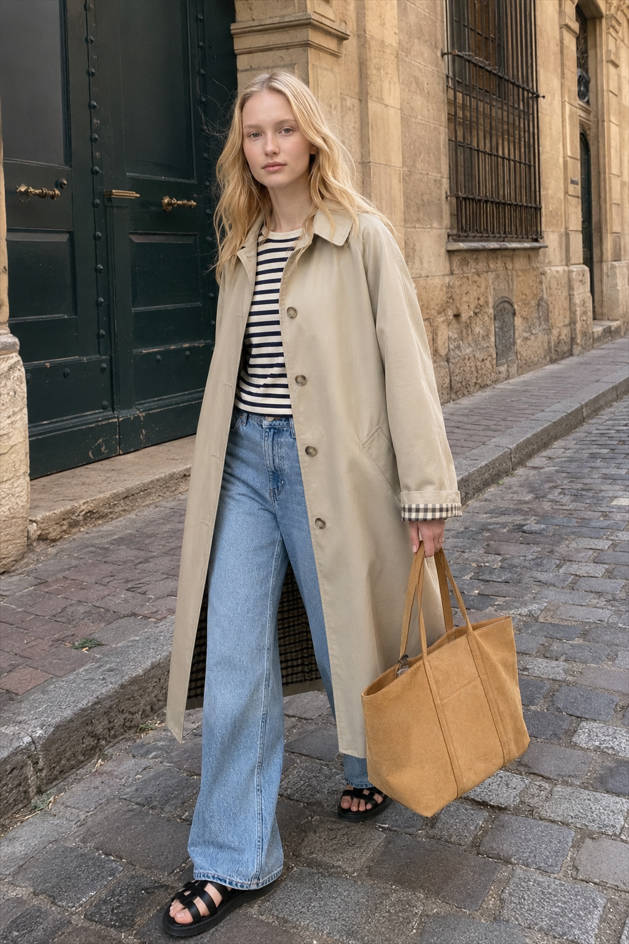 French Vintage Classic Long Overcoat
