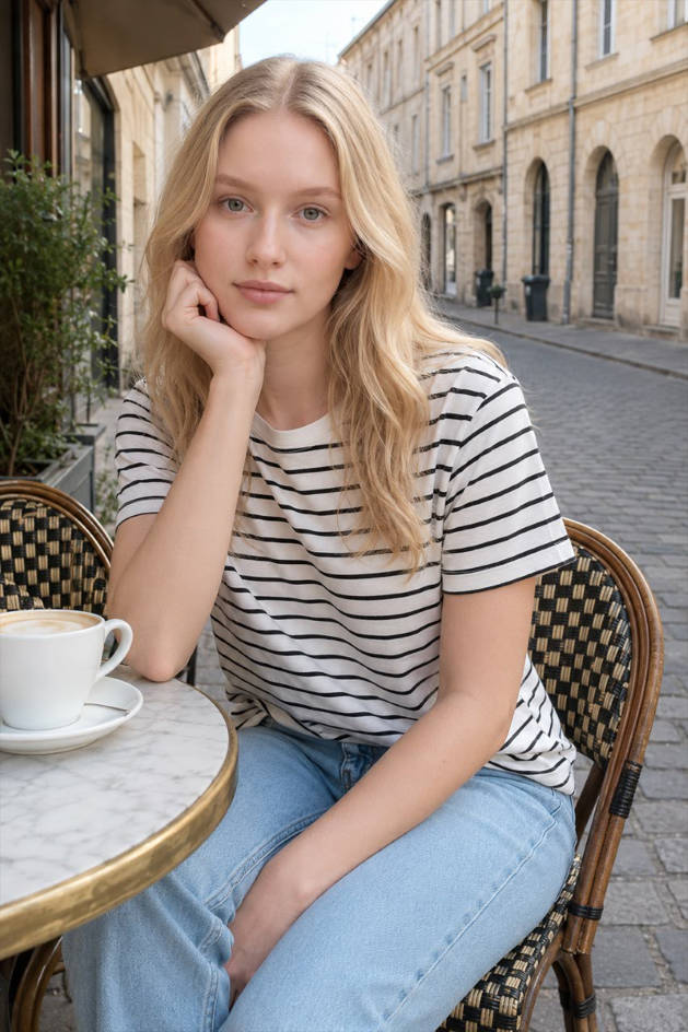 Striped Cotton Knitted Casual T-Shirt