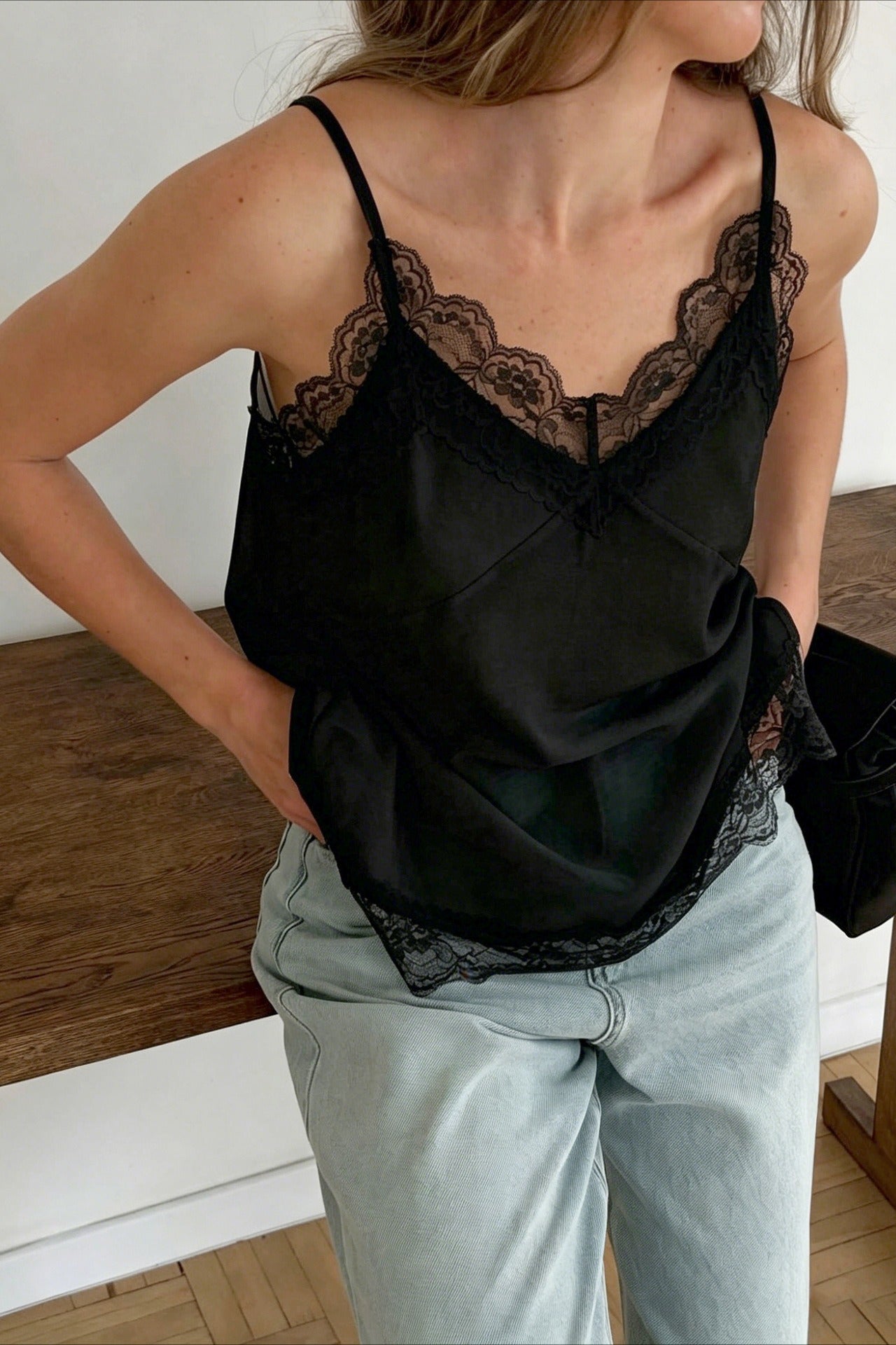 Lace Trim Sheer Cami Top