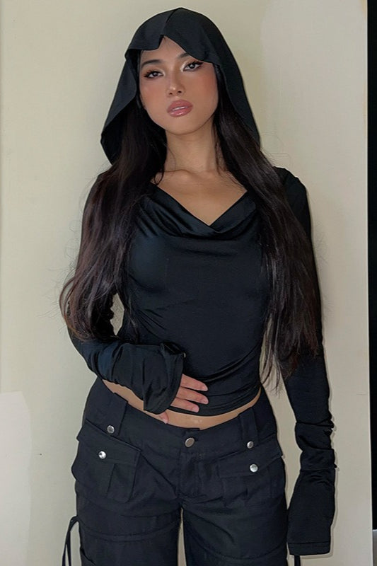 Dark Style Hooded V-Neck Hoodie
