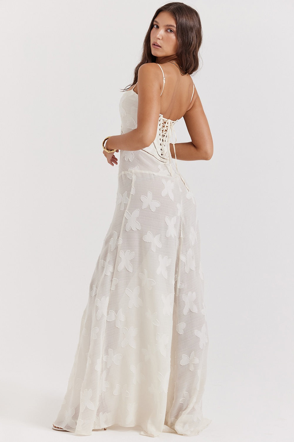 Lace Tie-Strap Romantic Maxi Dress - View 22