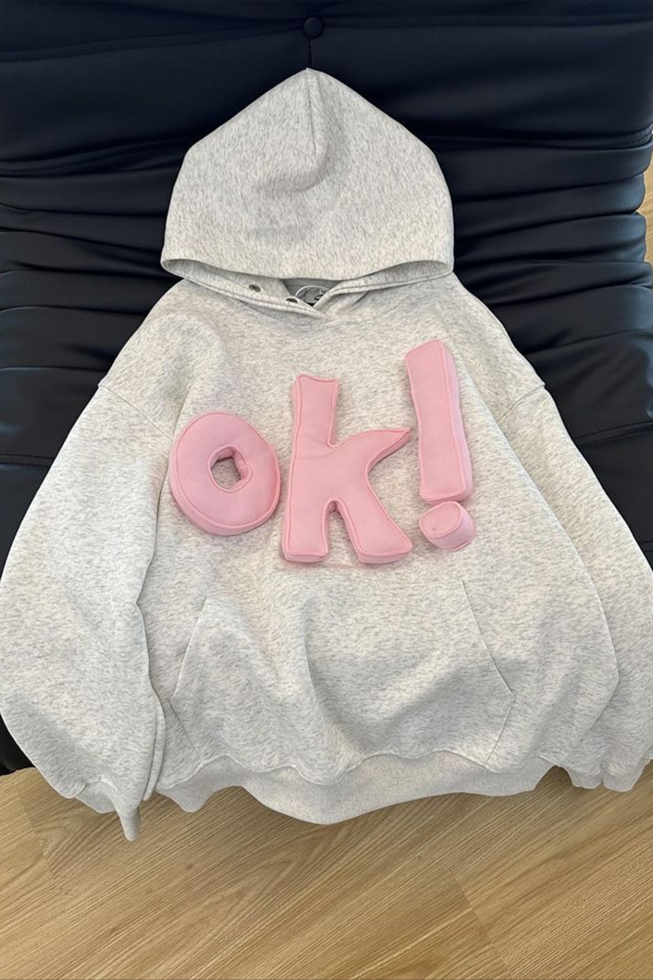 3D OK Letter Print Hoodie