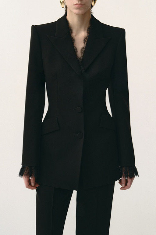 Beige Lace Waist Blazer