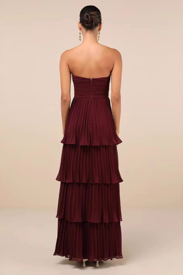 Ruched Bustier Tiered Hem Formal Dress 2