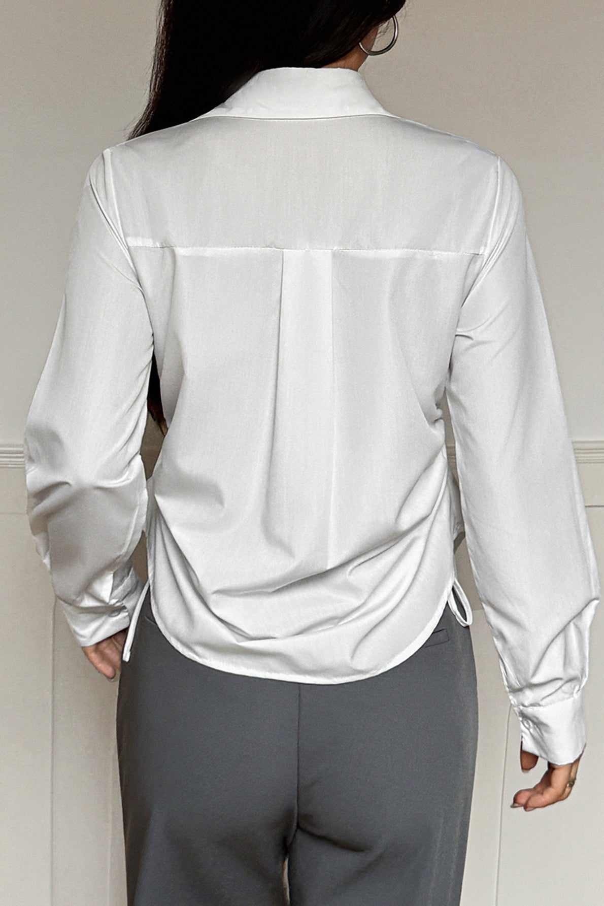 Y2K Button Front Solid Blouse