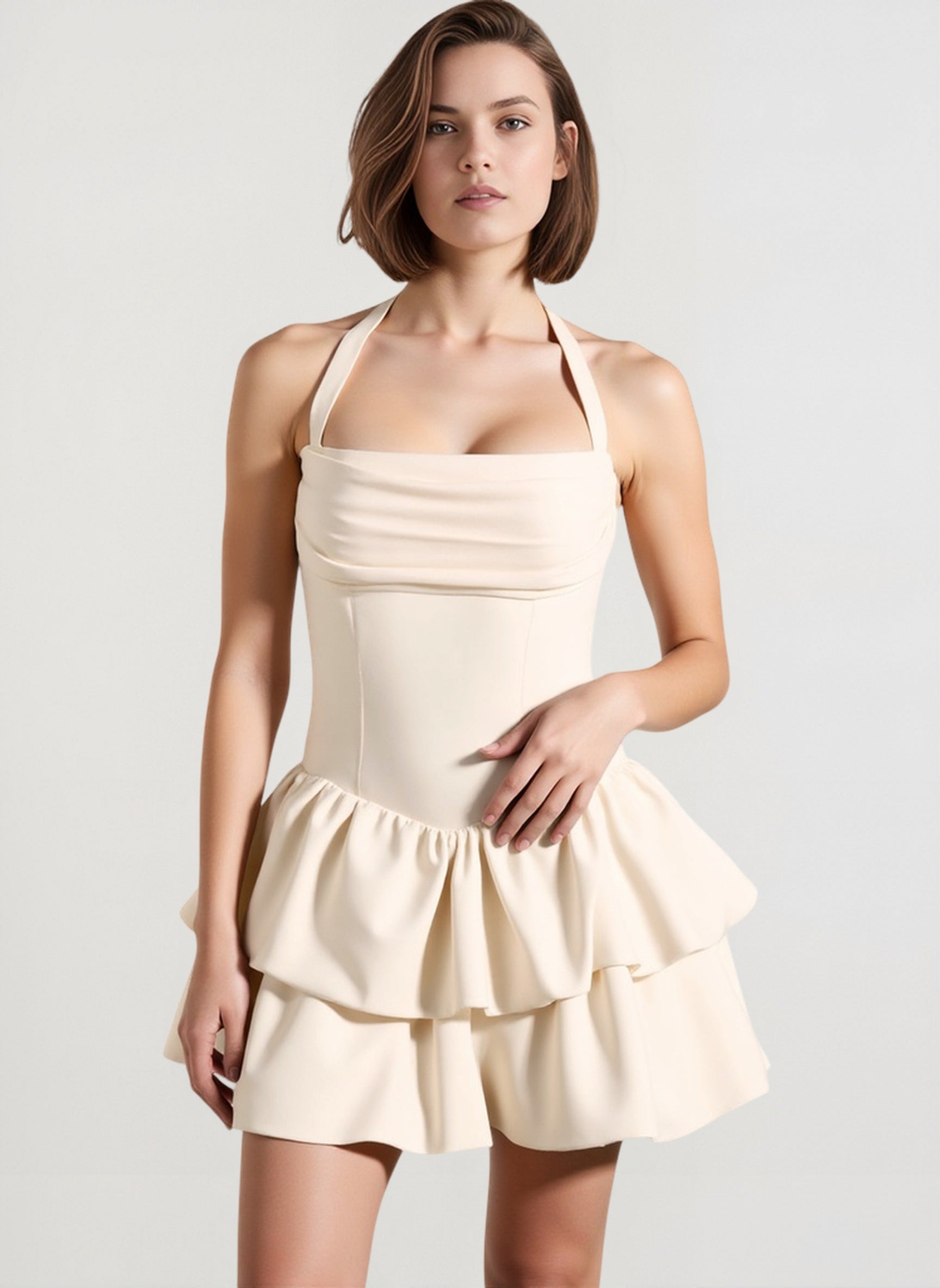 Halter-Neck Satin Dress