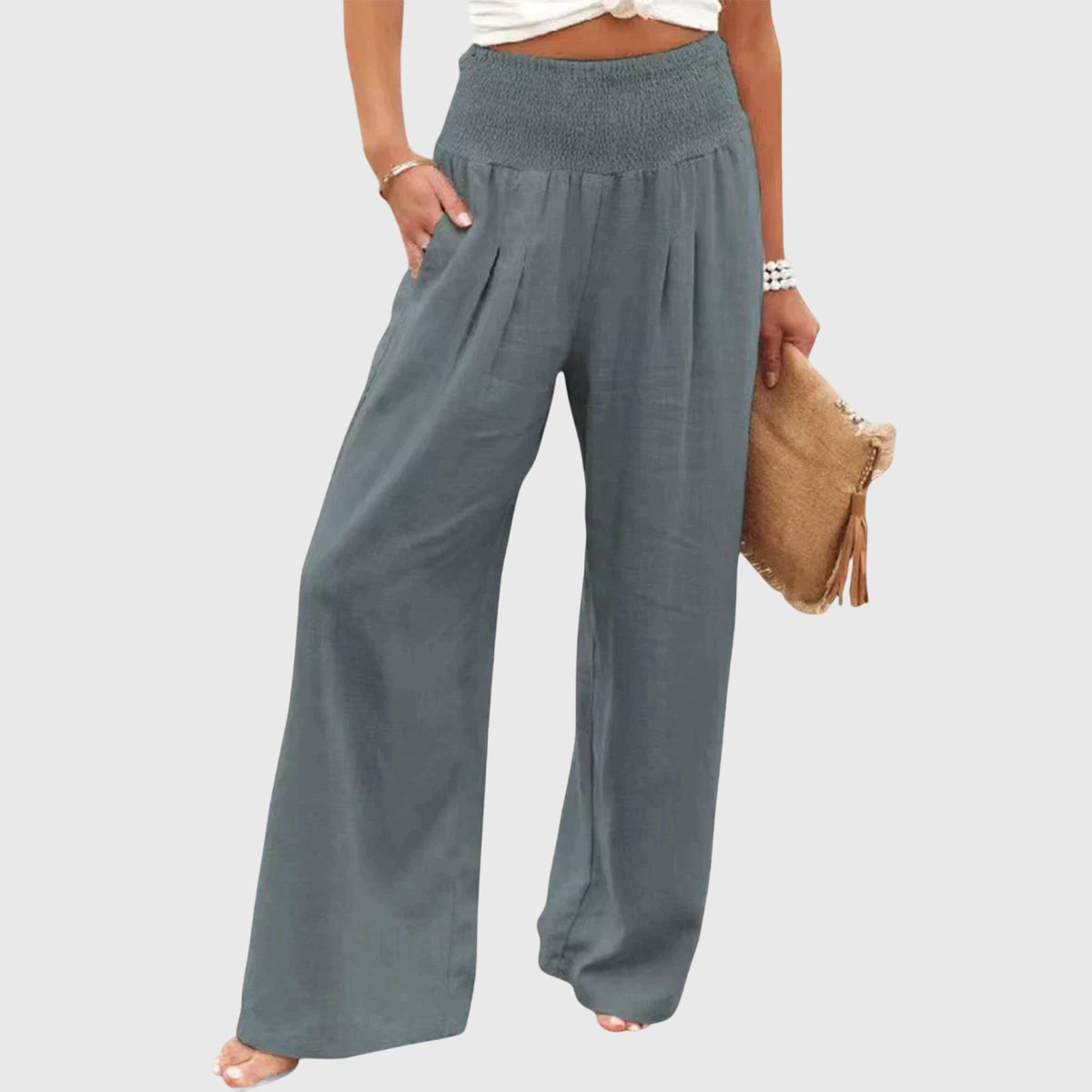 Halter Twist Front Top and Wide Leg Pants Two Piece Set