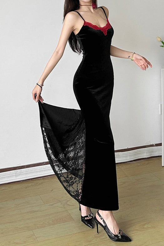 Lace Trim Cami Maxi Lace Dress - View 2