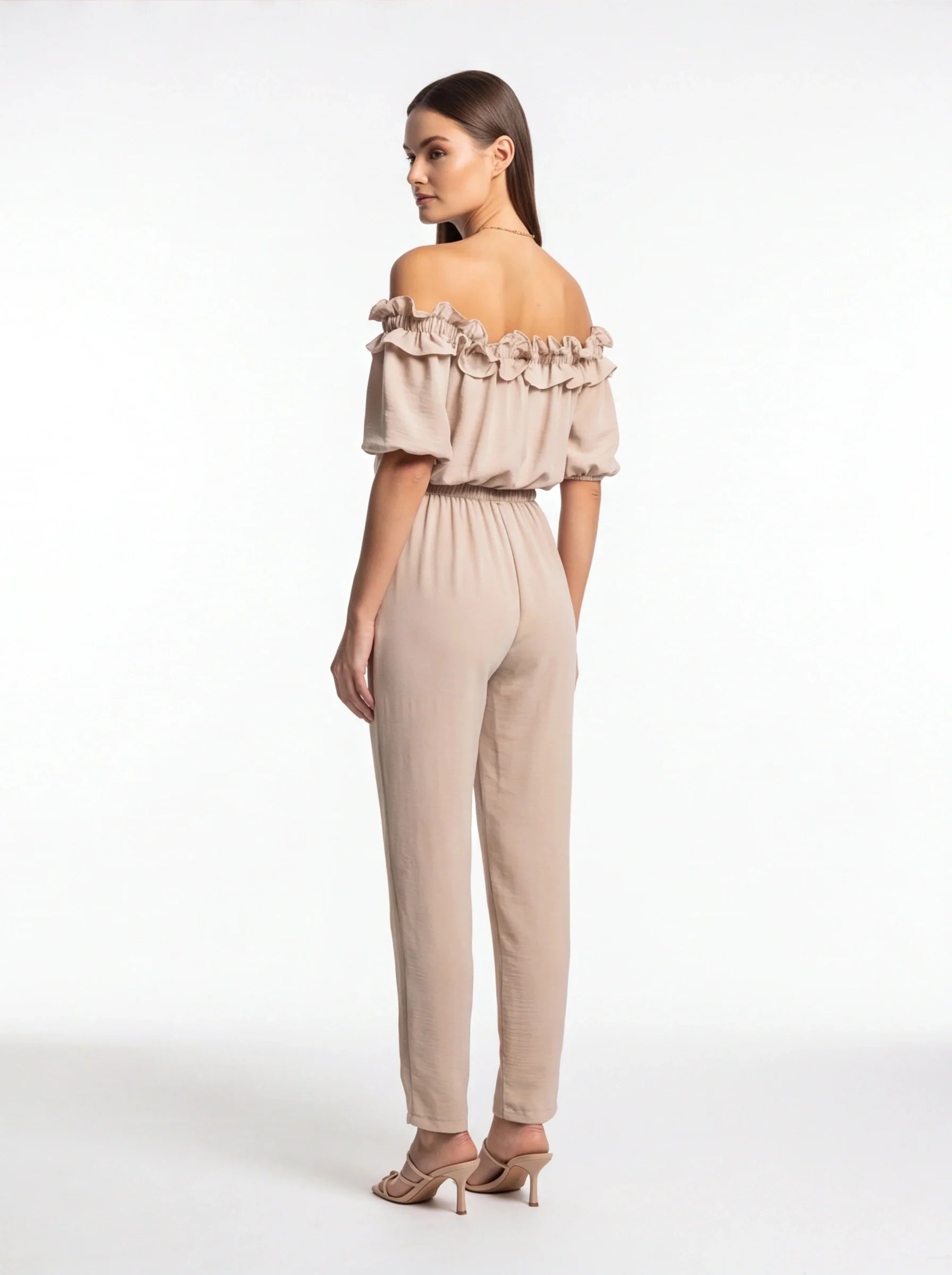 Lightweight Off-Shoulder Jumpsuit with Pockets
