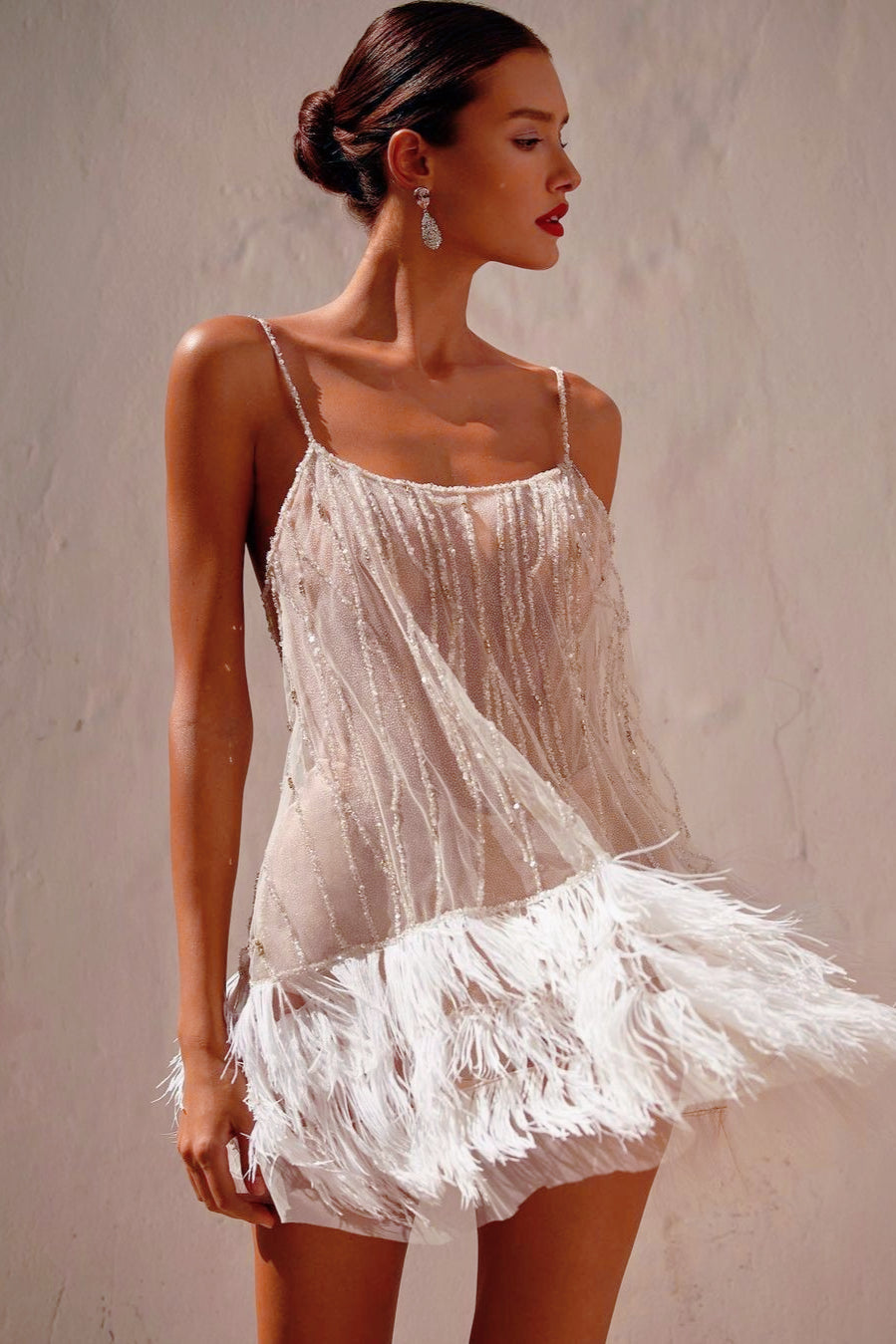 Tiered Fringe Sheer Slip Dress - View 2