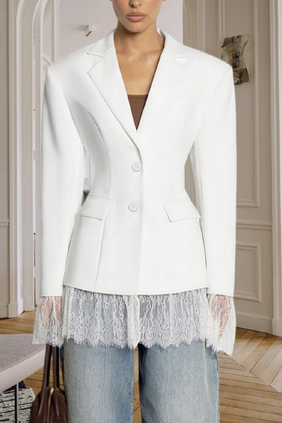 Versatile Lace Detail Tailored Blazer