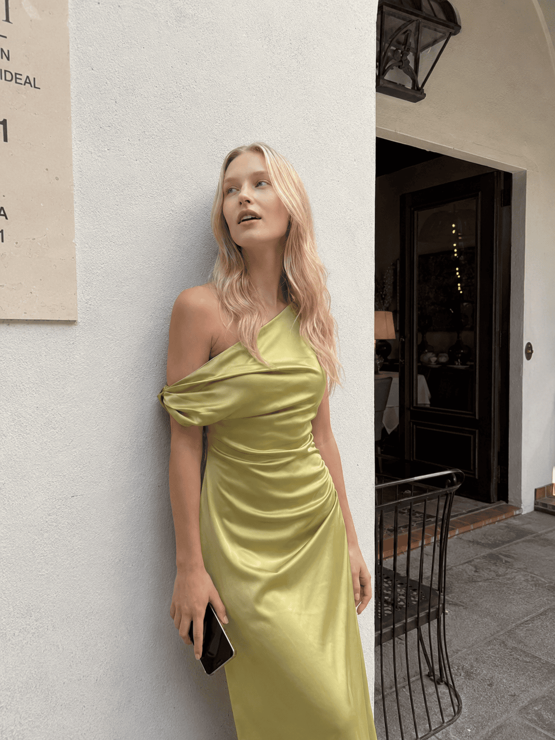 Solid Asymmetric Neckline Formal Dress