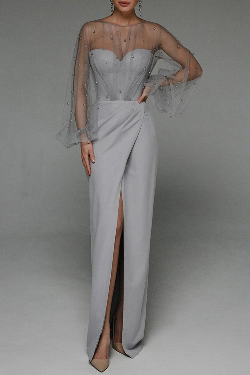 Retro Strapless Pearl Bodycon Wedding Dress