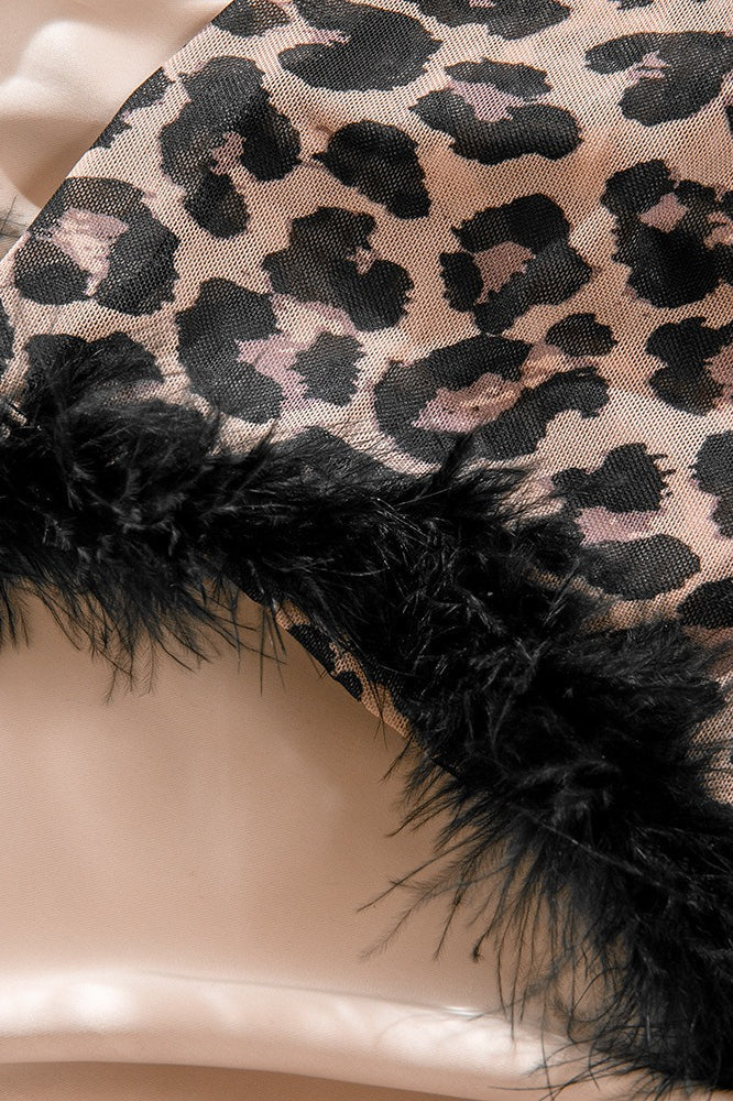 Sexy Leopard Print Lace Feather Mini Dress - View 4