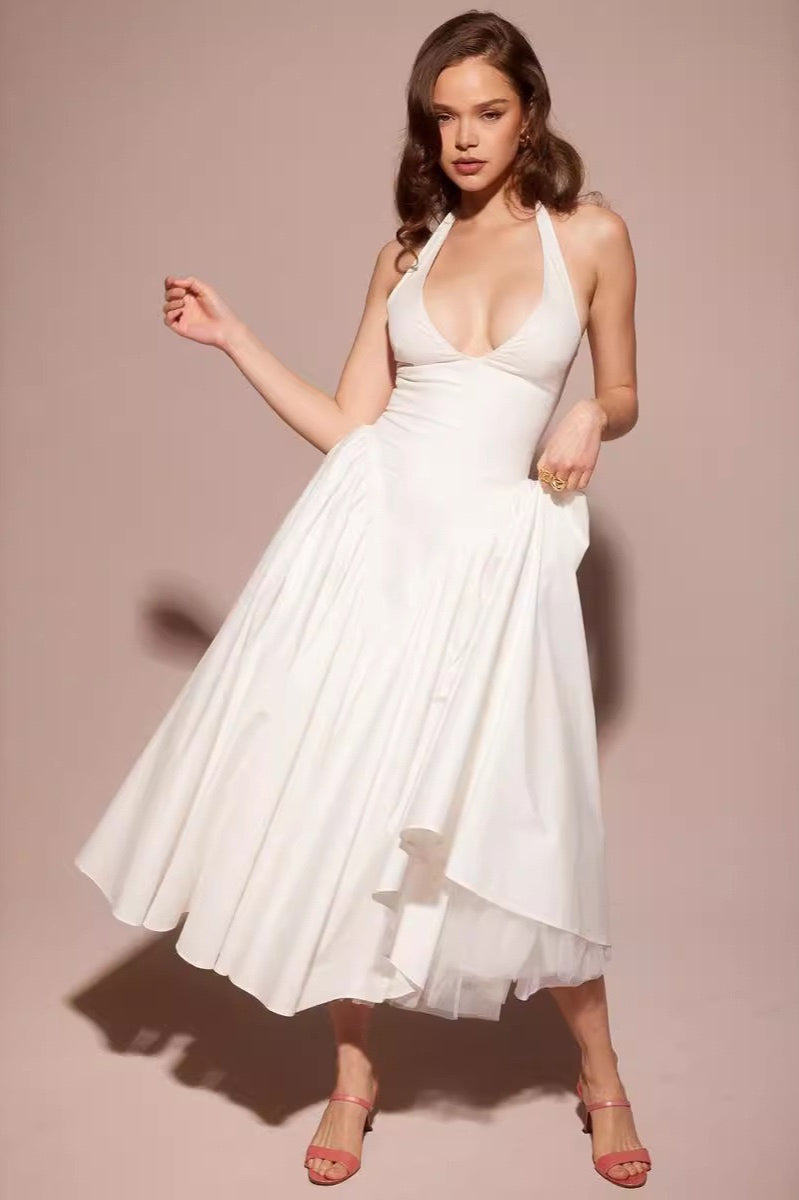 Draped Edition Halter Maxi Party Dress