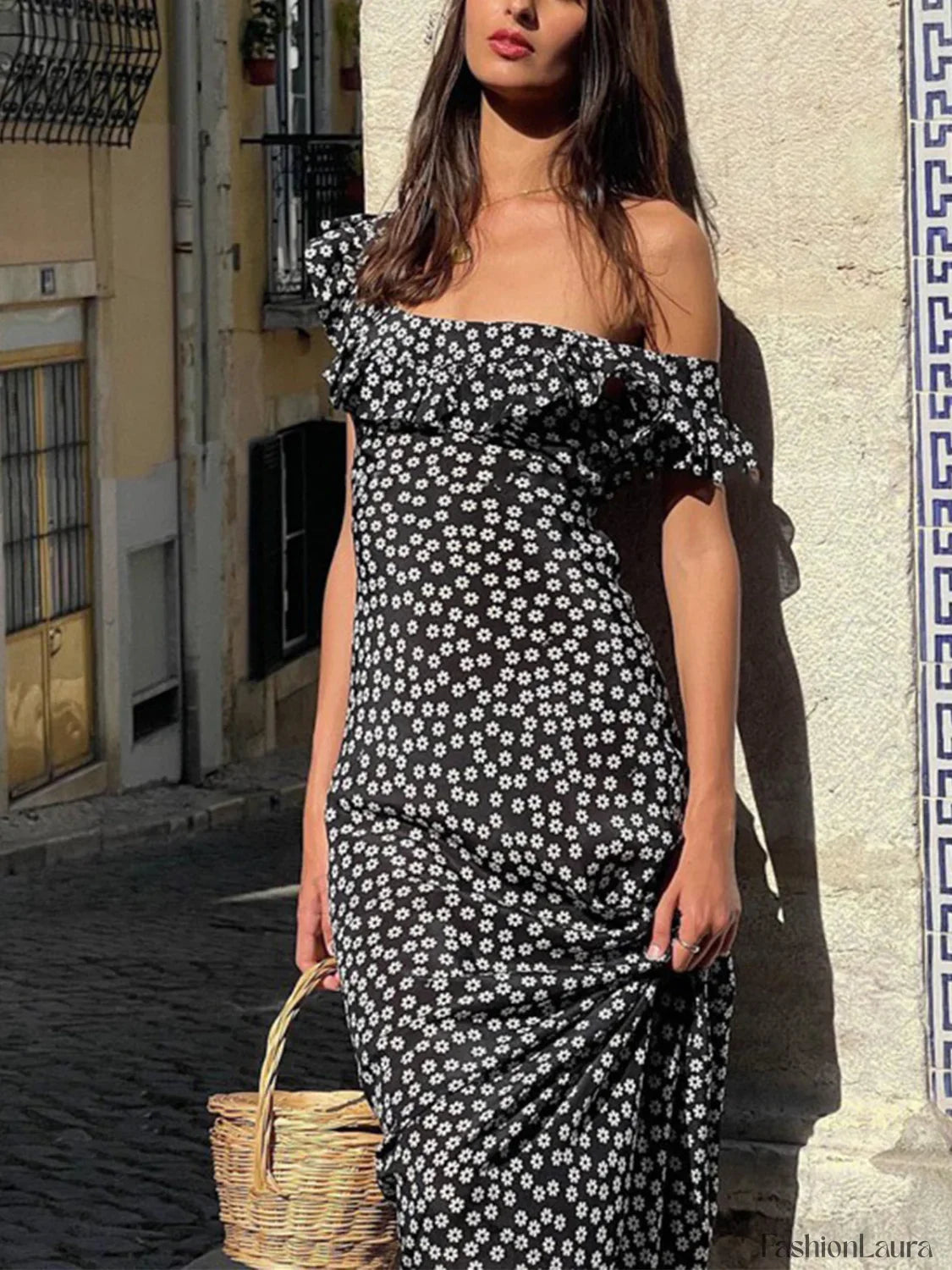 Daisy Floral Graceful Print Long Dress