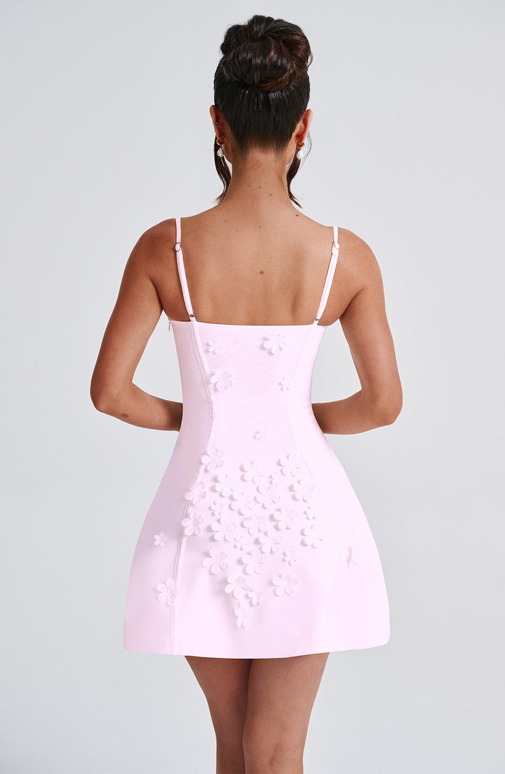 3D Floral Applique Bustier Cami Mini Dress with Mesh Gloves 2