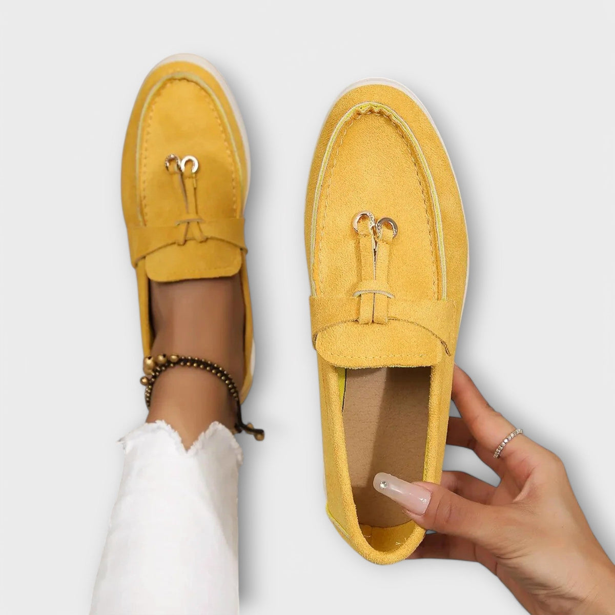 Suede Look Tassel Slip On Flat Loafers