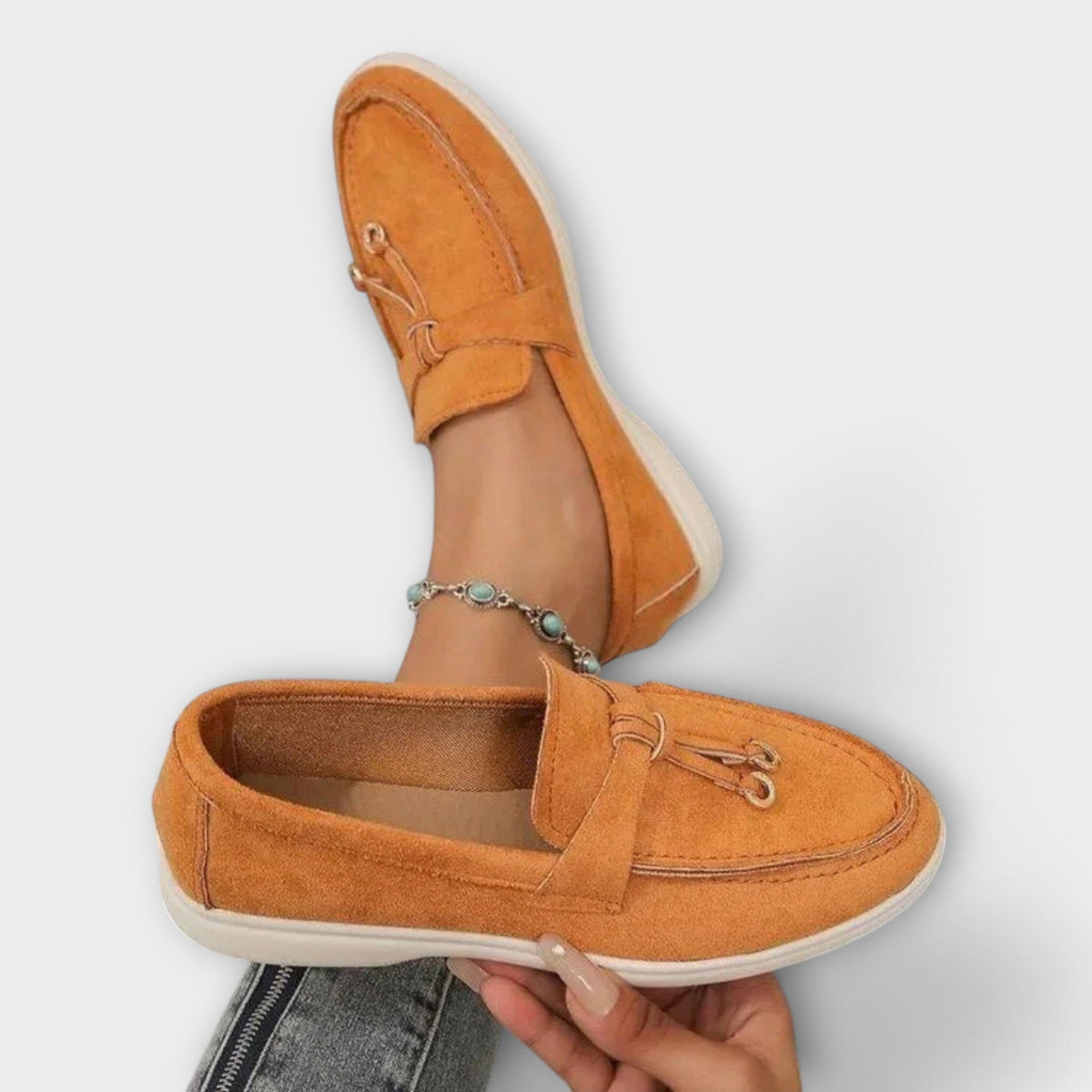 Suede Look Tassel Slip On Flat Loafers