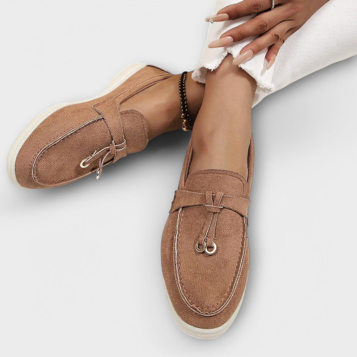 Suede Look Tassel Slip On Flat Loafers