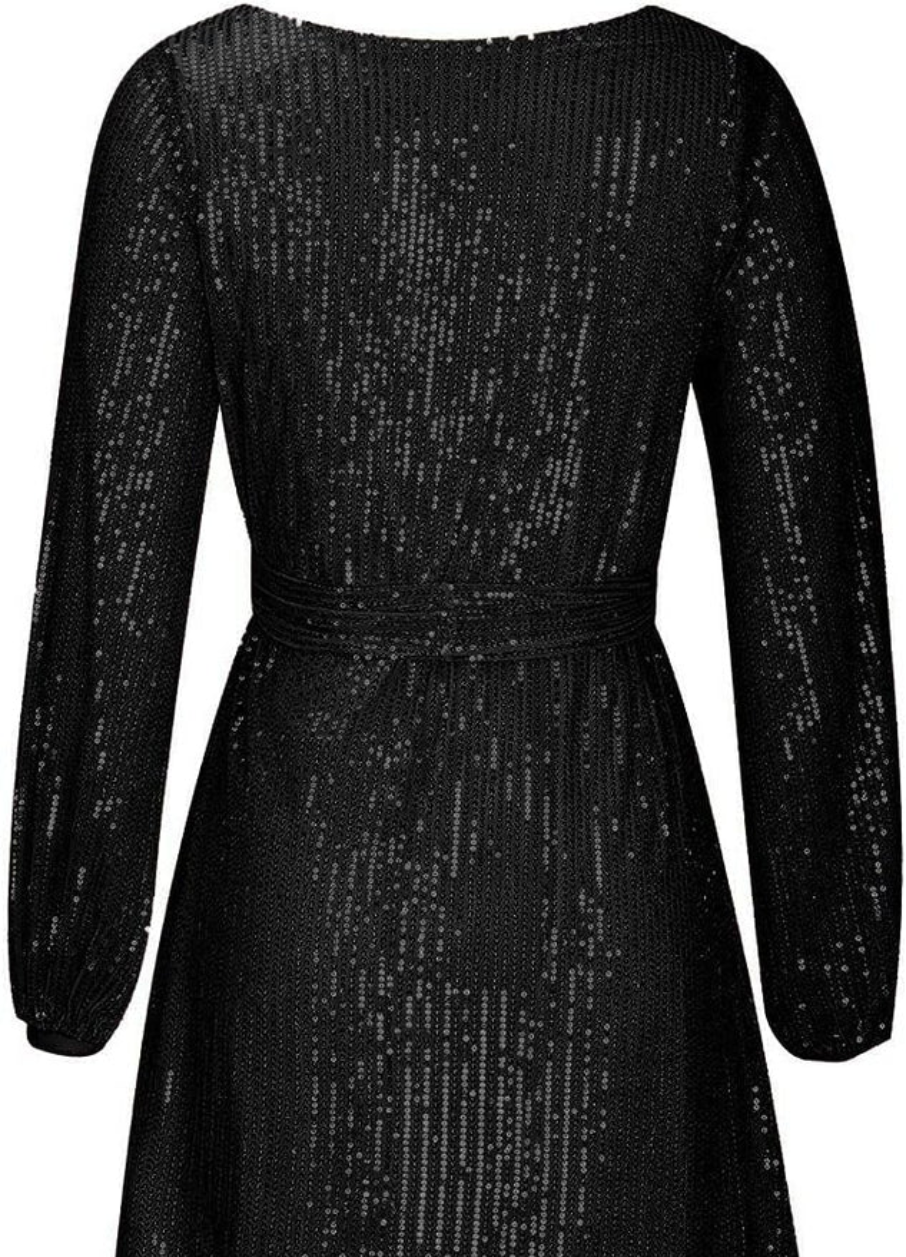 Sequin Boat Neck Long Sleeve Shift Mini Dress
