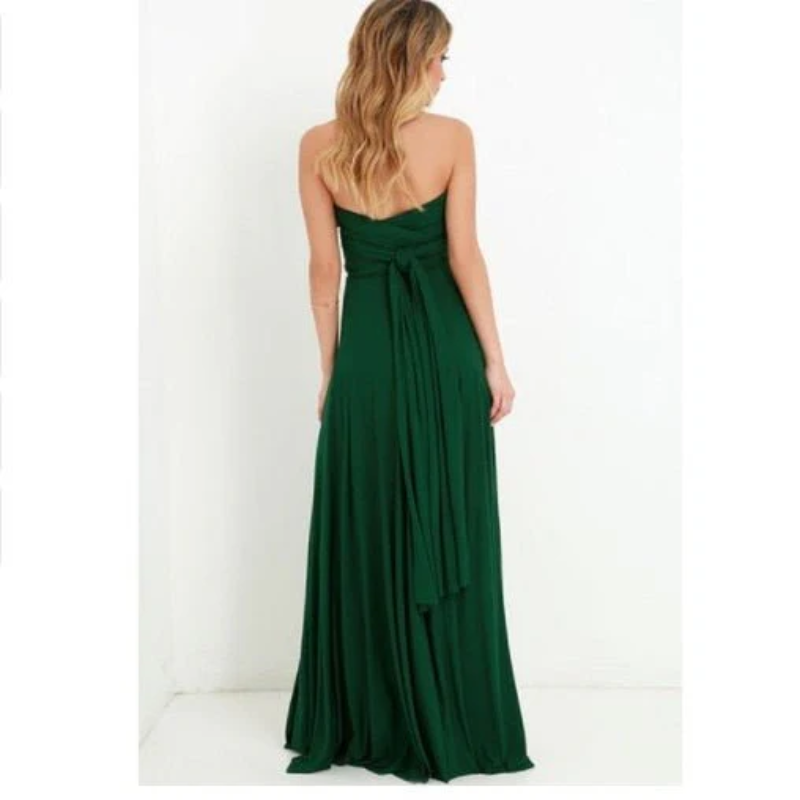 V-Neck Cross Back Ruched Waist Flowy Maxi Dress