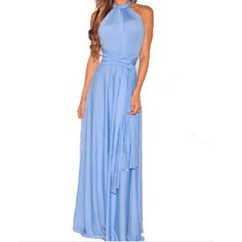 V-Neck Cross Back Ruched Waist Flowy Maxi Dress