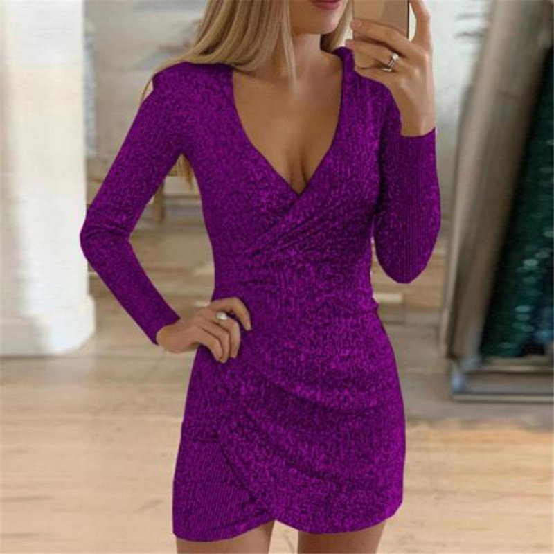 Ivonne Elevated Women's Sequin Wrap Mini Dress Boutique Collection