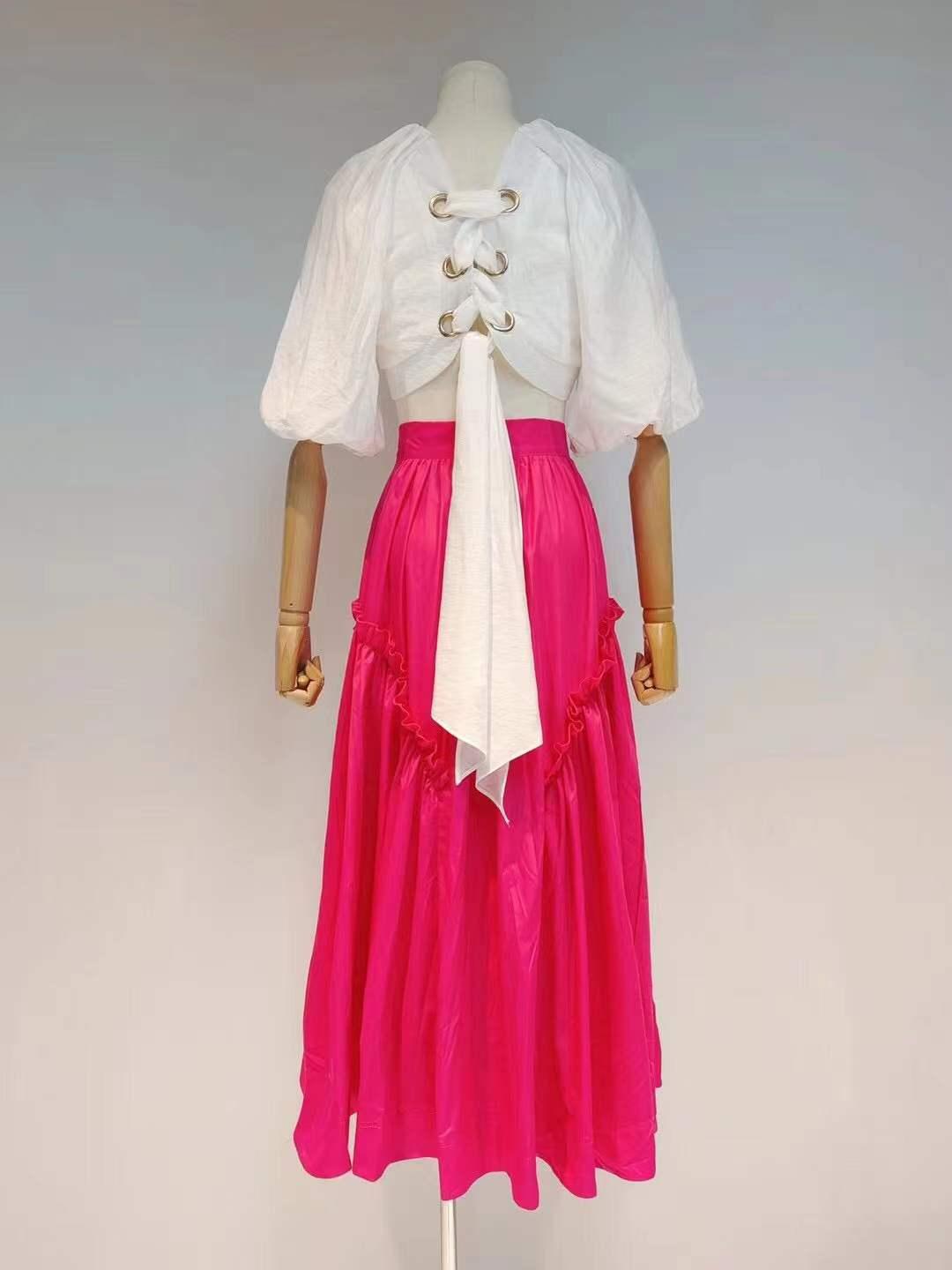 Dannie Puff Sleeve Crop Top & Maxi Length Pleated Skirt Set