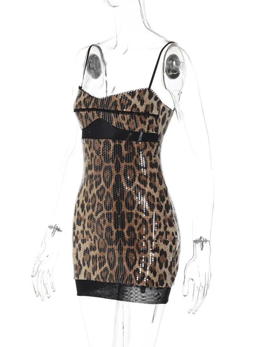 Daphne Leopard Lace Mini Dress