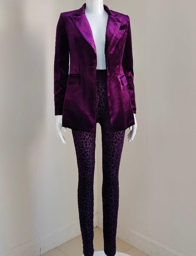 Darcie Velvet Blazer Top & Dalmatian Pants Set