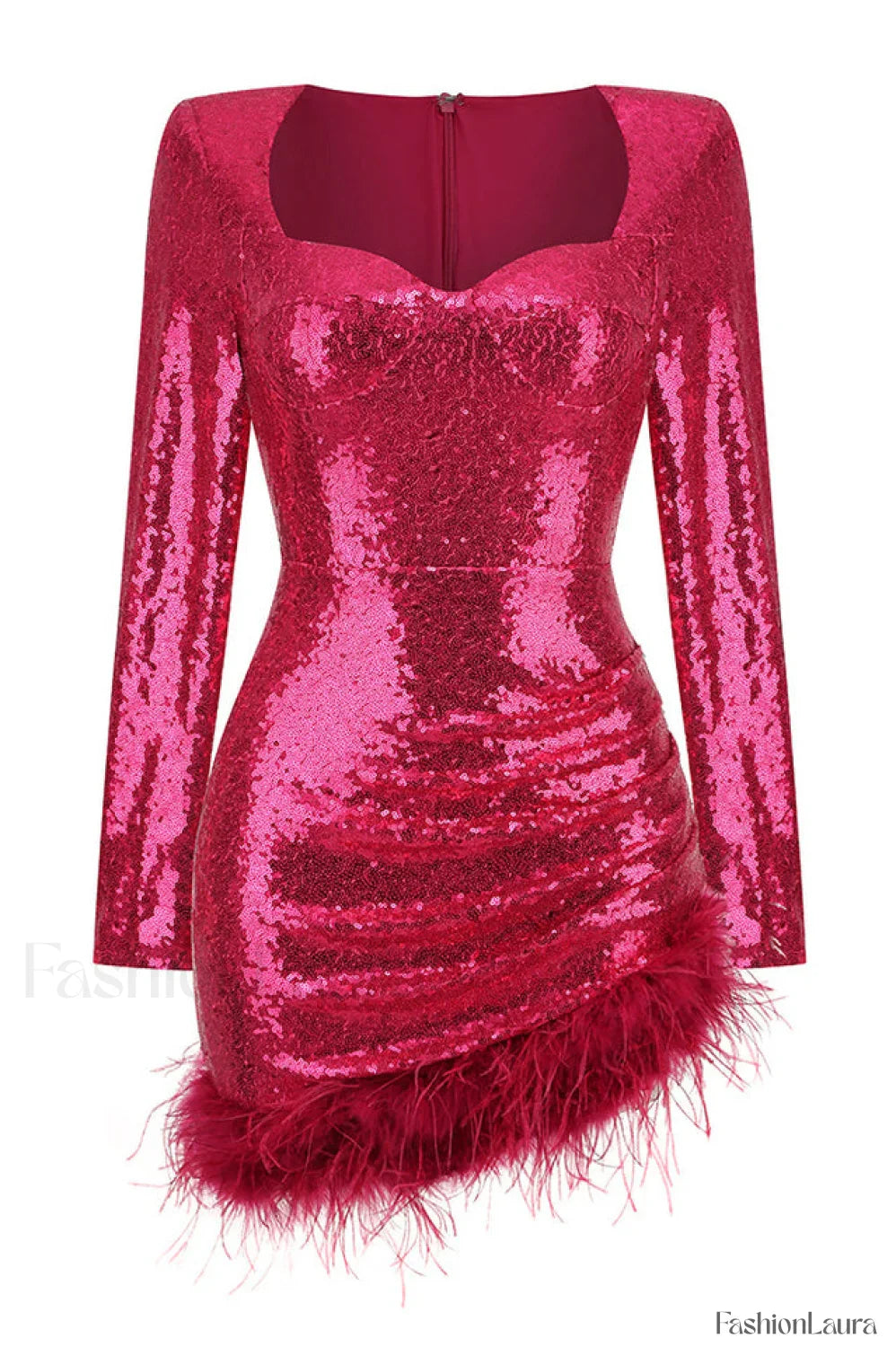 Daria Sequin Stylish Feather Mini Dress
