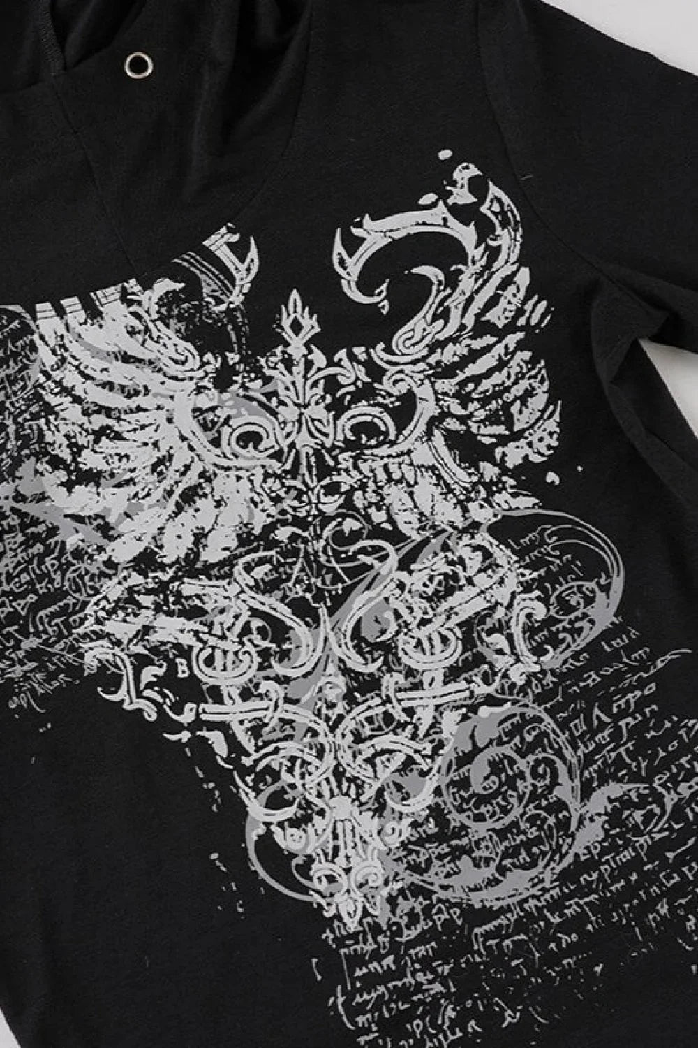 Dark Aesthetic Print Hole Hoodie