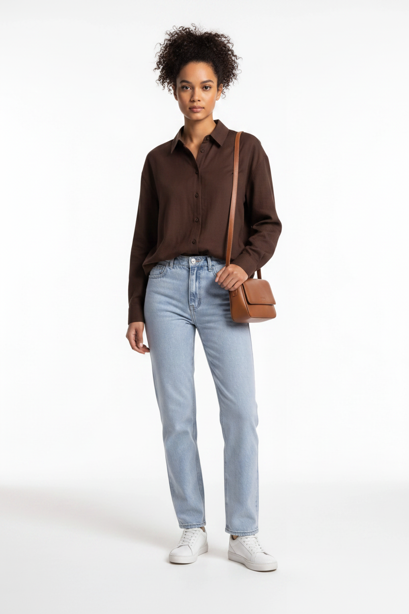 Elegant Relaxed Button Blouse with Soft Fabric and Versatile Fit