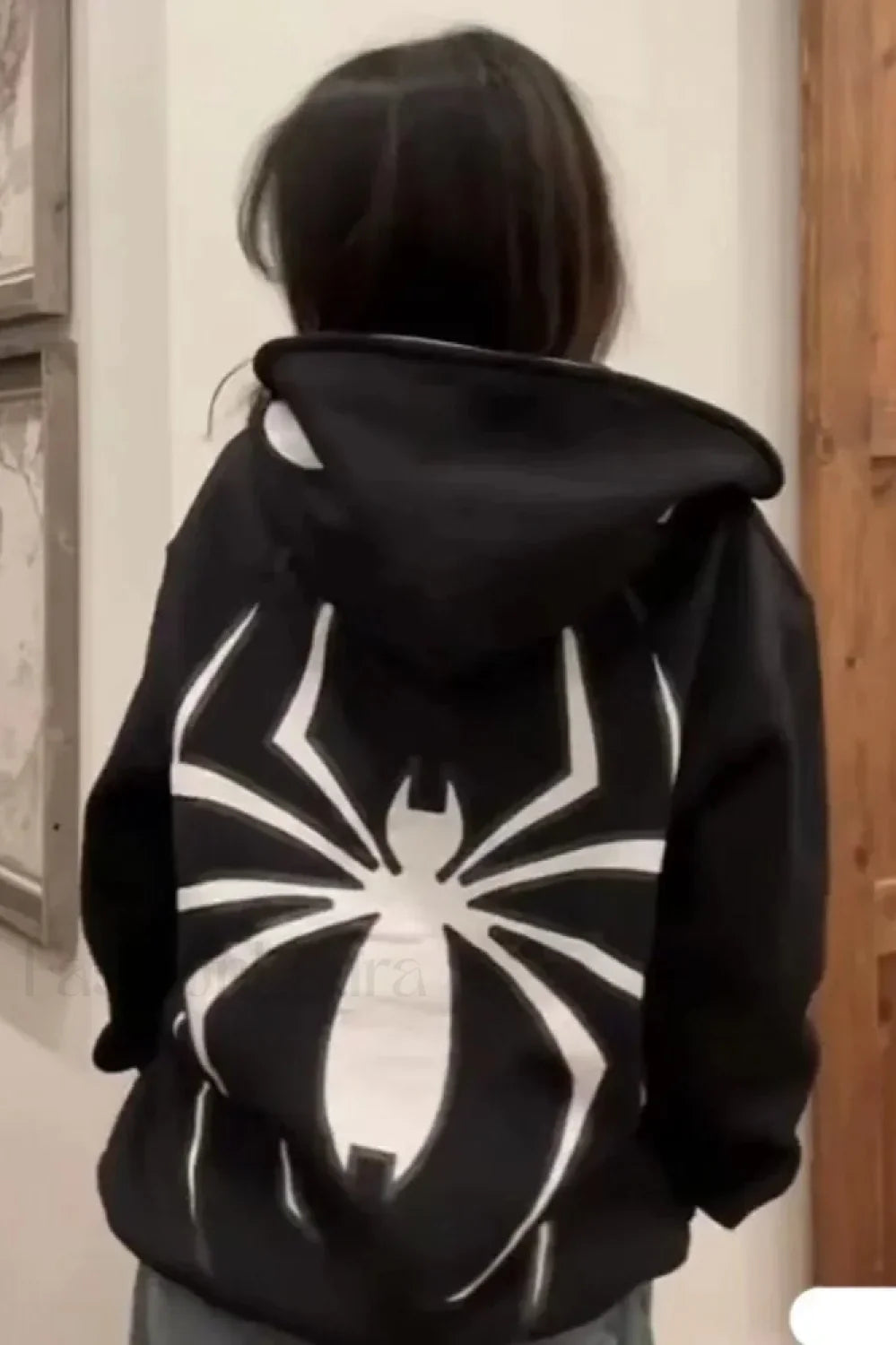 Dark Gothic Spider Print Zipper Hoodie