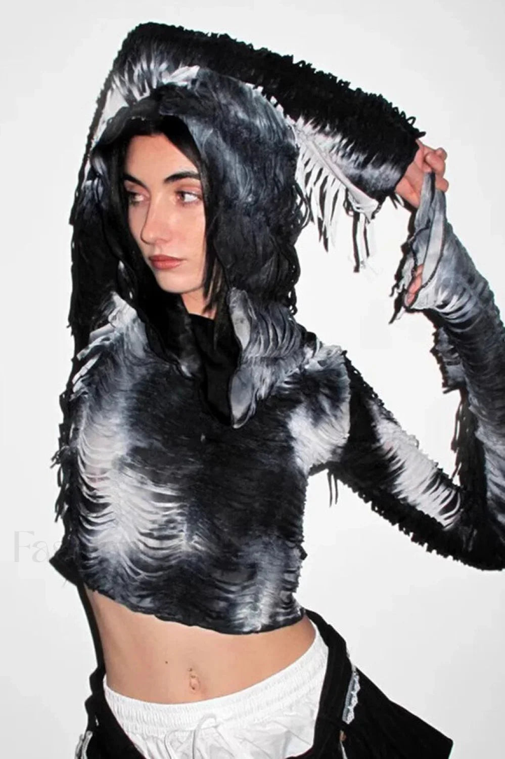 Dark Style Ruched Hoodie