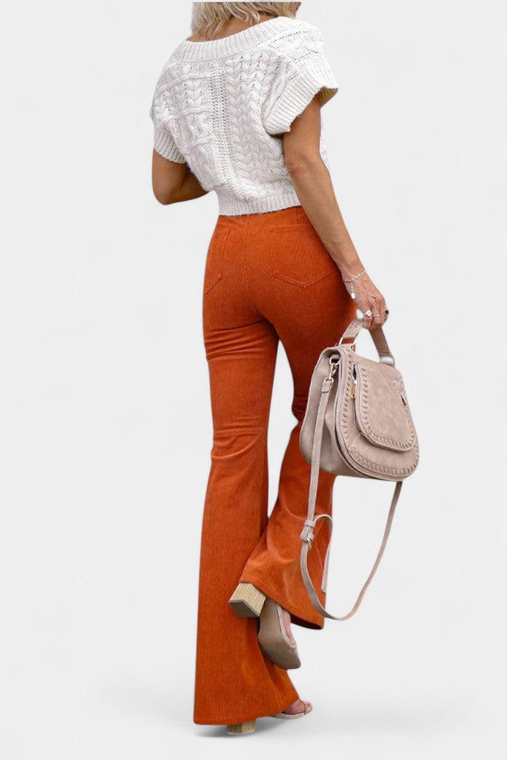 High Waist Corduroy Flare Pants