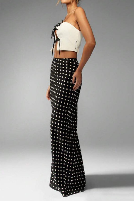 Polka Dot Pencil Slim Maxi Skirt