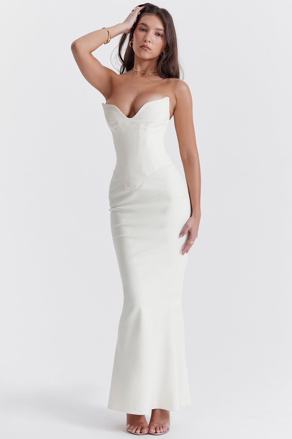 Strapless Sweetheart Corset Bodice Mermaid Maxi Dress