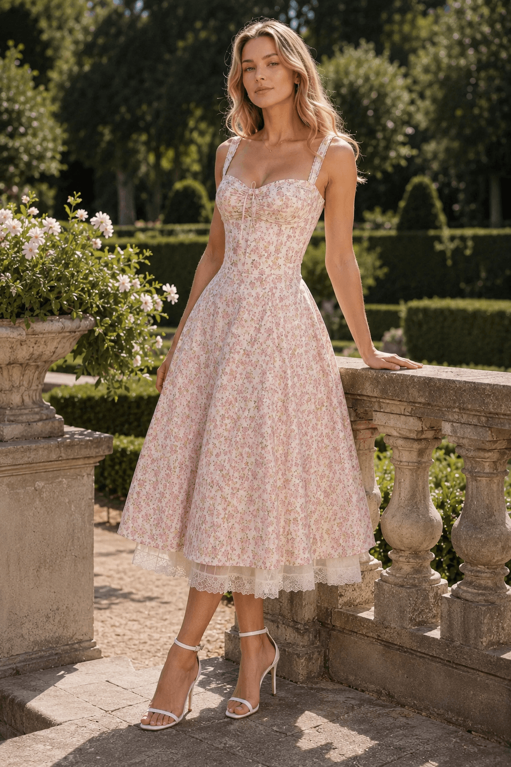 Sexy Slim Waist Swing Spaghetti Strap Floral Dress