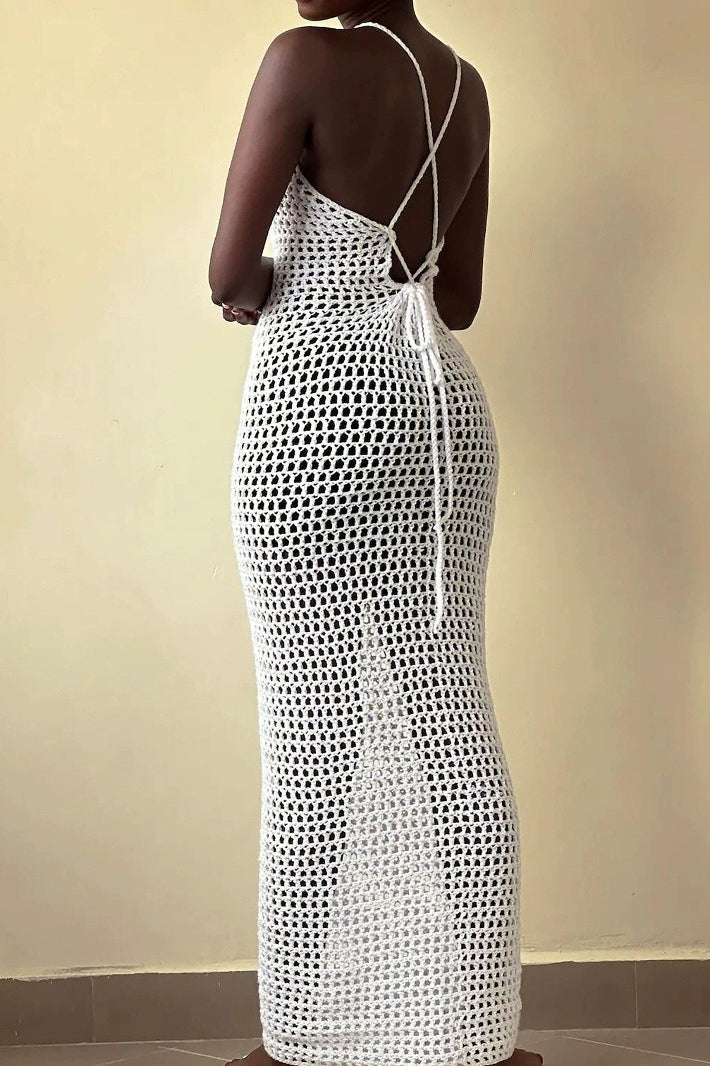 Beach Edition Vacation Knit Cut Out Cover Up Maxi Sweater Dress