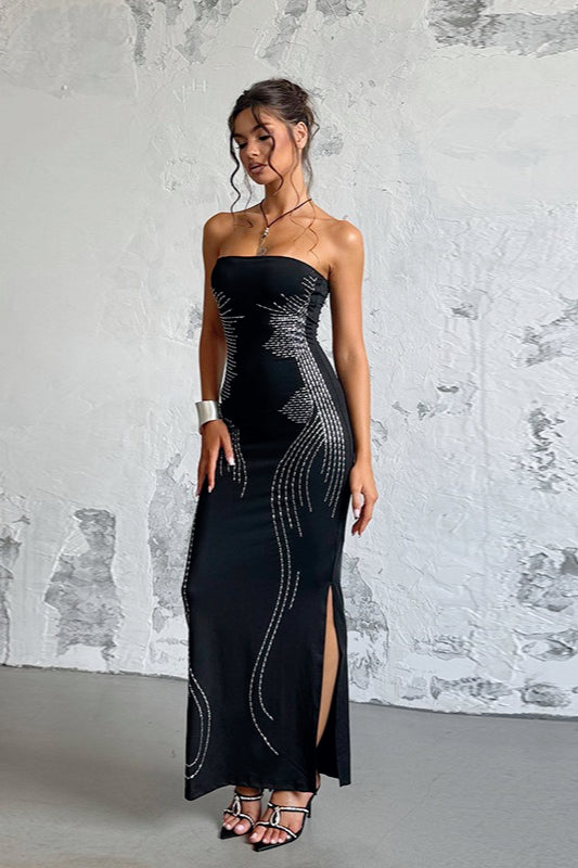 Strapless Edition Rhinestone Maxi Birthday Dress