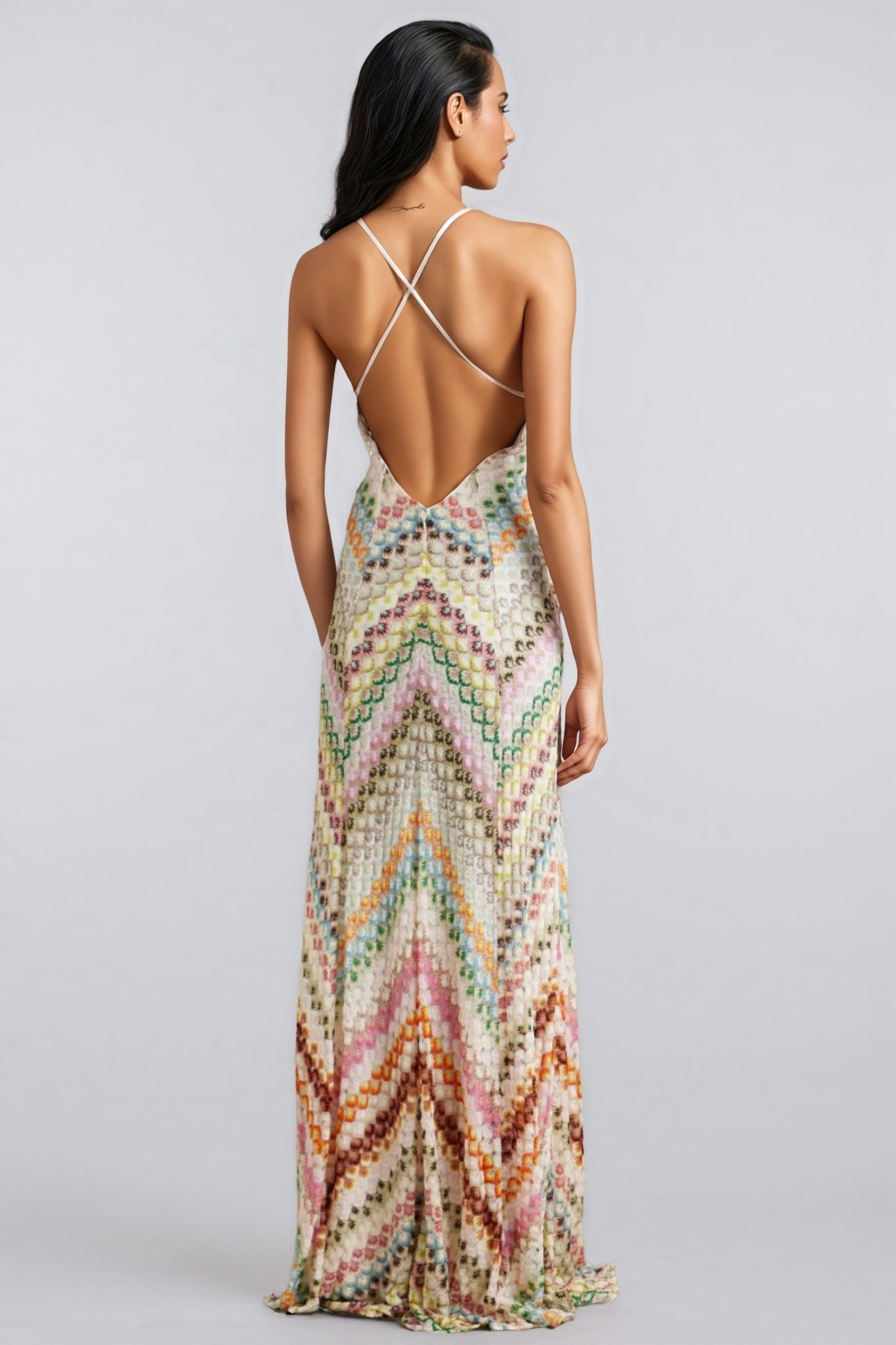Haley Open-Back Crochet Knit Maxi Dress - View 2