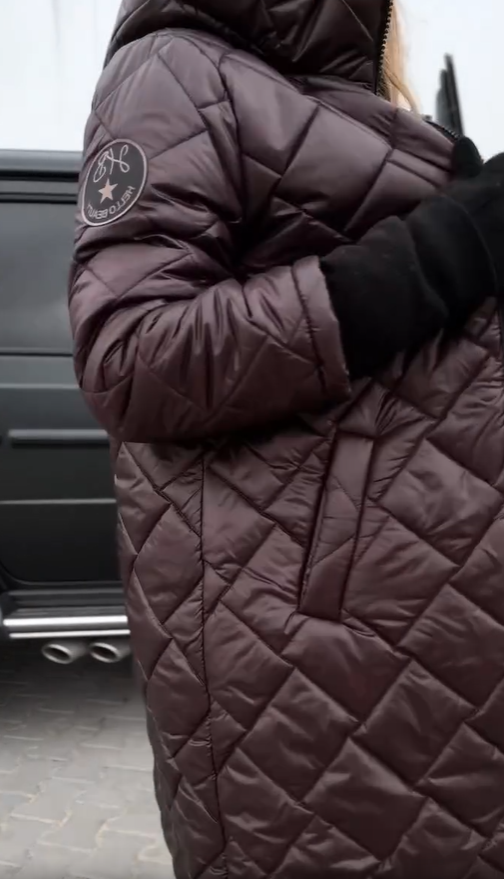Quilted Hooded Zip Front Longline Puffer Coat