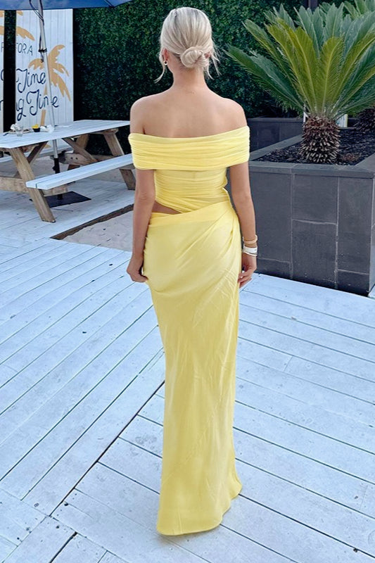 Off Shoulder Ruched Bodycon Mermaid Maxi Dress