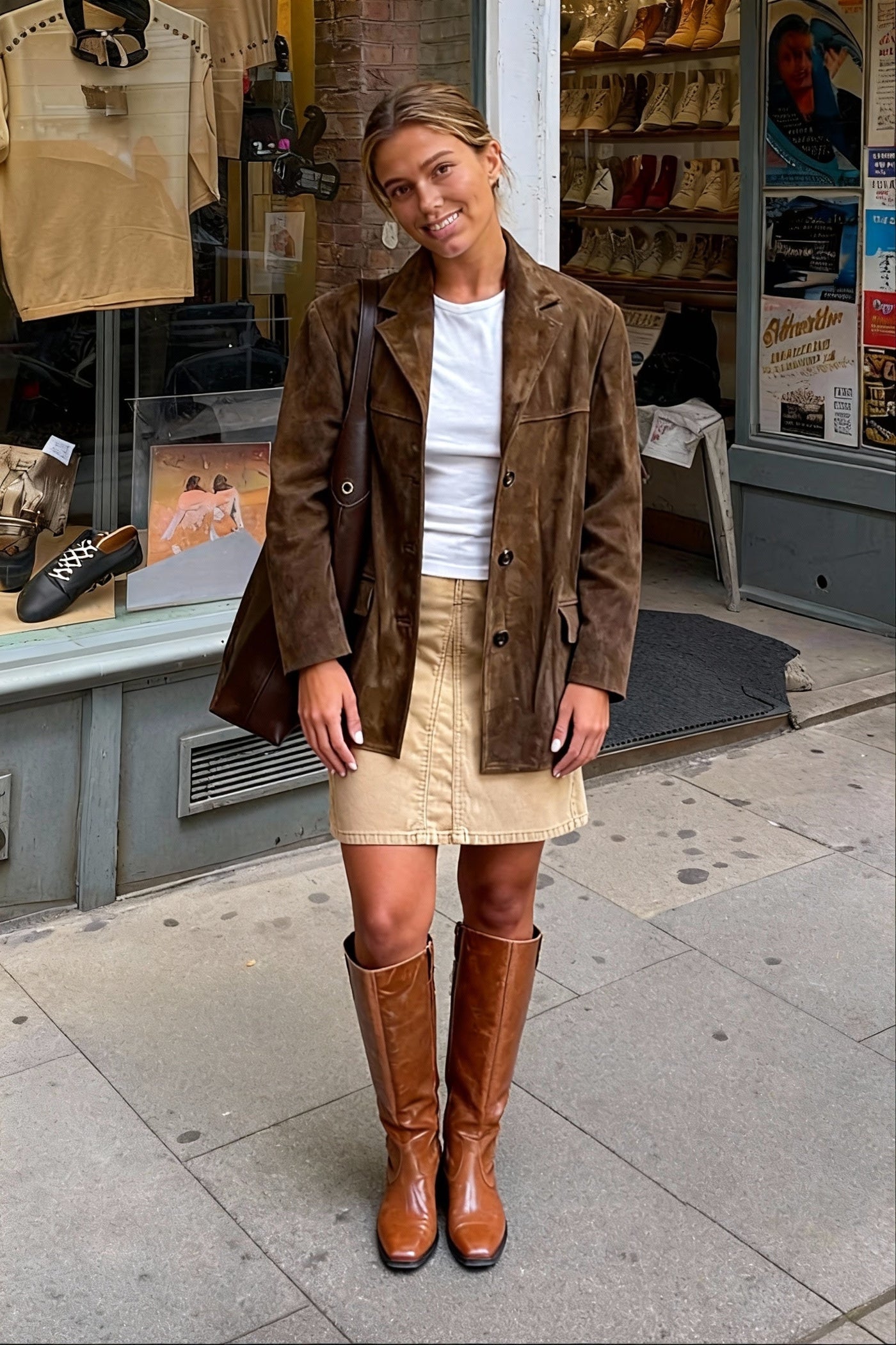 Chic Elegant Fashion Stylish Long Sleeve Brown Suede Jacket