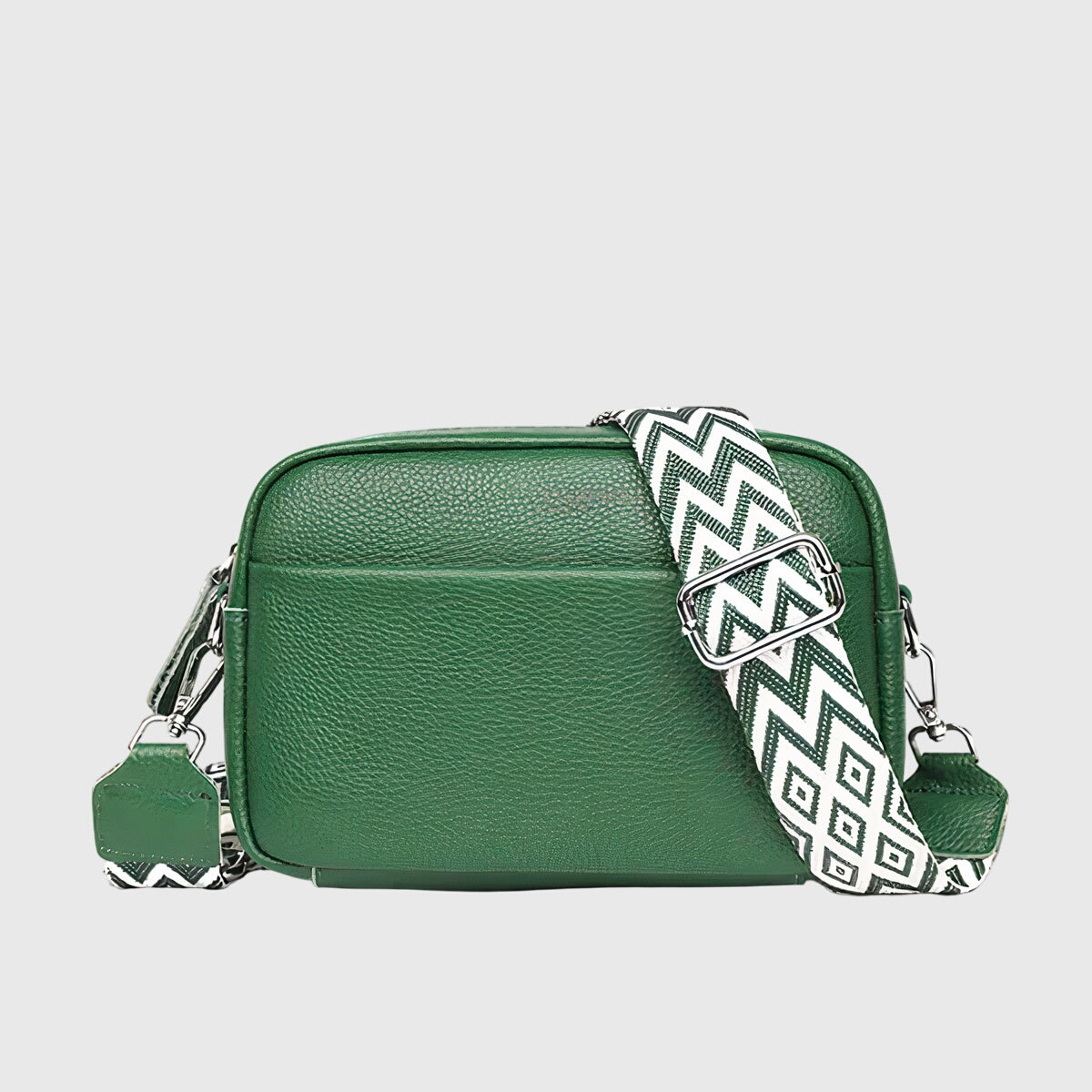 Wide Woven Strap Faux Leather Crossbody Bag