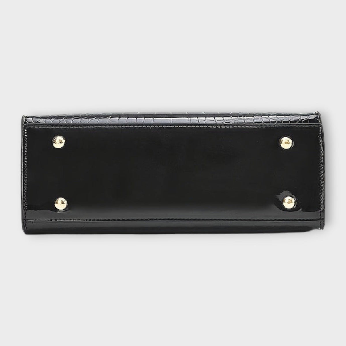 Croc Embossed Structured Top Handle Tote Bag